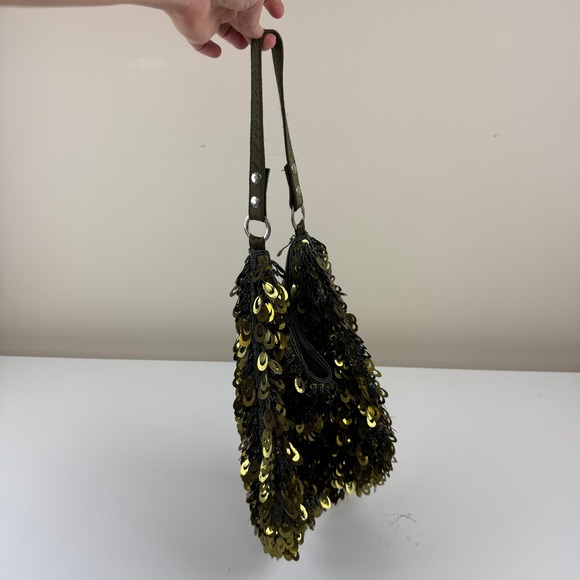 Vintage Y2K 2000s Gold Sequin beaded Shoulder Bag - Party / Club Kid Style - Picture 7 of 8